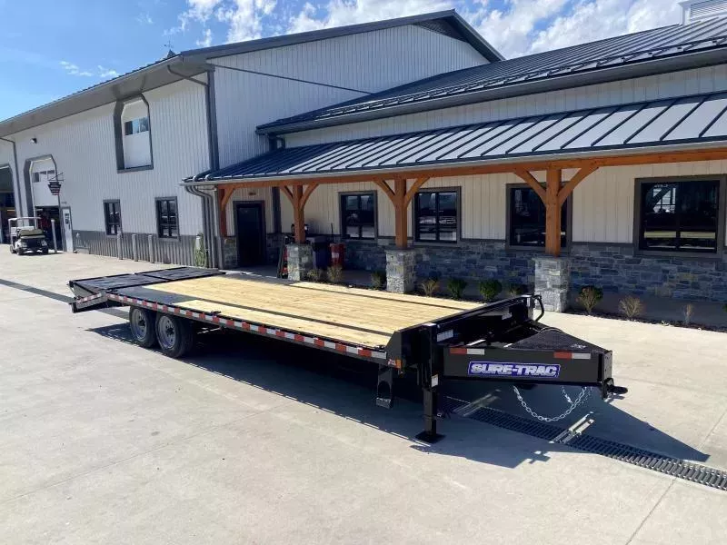 2026 Sure-Trac 102x25' HD Beavertail Deckover Trailer 17600# GVW * 8000# AXLES * 17.5" 16-PLY TIRES * 3 3/8" BRAKES * FULL WIDTH RAMPS * 12" I-BEAM * PIERCED FRAME * RUBRAIL/STAKE POCKETS/PIPE SPOOLS/10 D-RINGS
