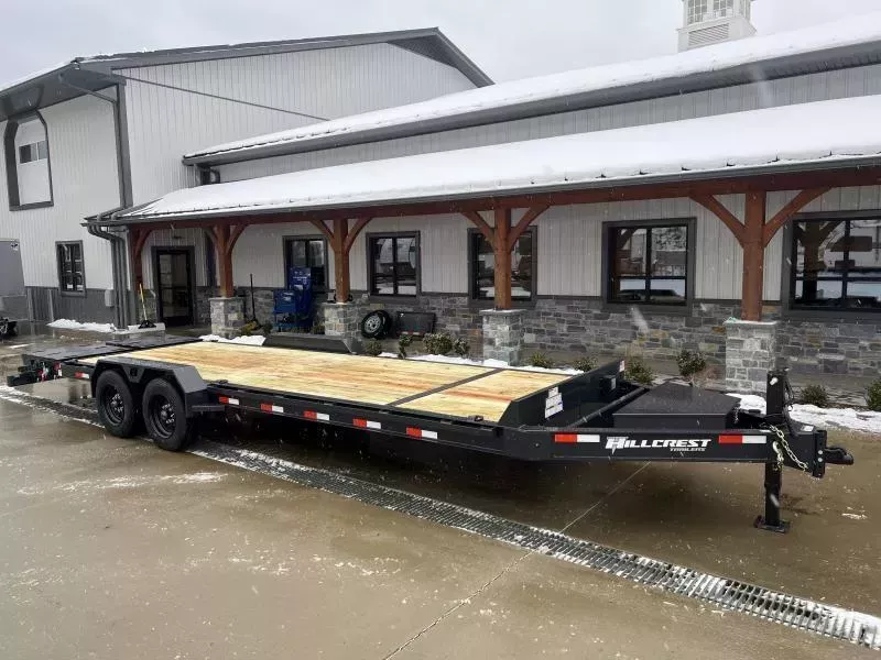 2026 Hillcrest Trailers 7x24 Equipment Trailer 17600 GVW * 8000# AXLES * 17.5" 16-PLY RUBBER * FULL WIDTH RAMPS * OVERSIZE TOOLBOX * I-BEAM FRAME * D-RINGS/RUBRAIL/STAKE POCKETS * HD ADJUSTABLE COUPLER