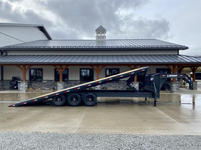 2025 Lamar 102x26' Gooseneck Deckover Power Tilt Trailer 21000# GVW * TRIPLE 7000# AXLES * SCISSOR HOIST UPGRADE * SPARE TIRE * FRONT TOOLBOX * CHARCOAL POWDERCOAT * 10" I-BEAM FRAME+NECK * 6" CHANNEL BED RUNNER * WINCH PLATE * DUAL JACKS 7g5XG4ea6d6q