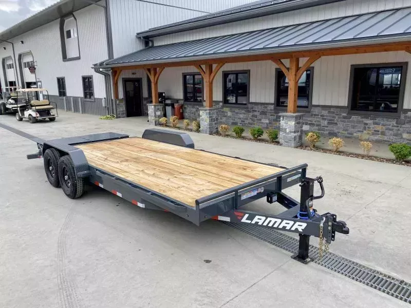 2026 Lamar 7x22' Equipment Trailer 14000# GVW * FULL WIDTH RAMPS * CHARCOAL * 12K JACK * RUBRAIL/STAKE POCKETS/CHAIN SPOOLS * COLD WEATHER HARNESS * CHARCOAL * ADJUSTABLE CAST COUPLER