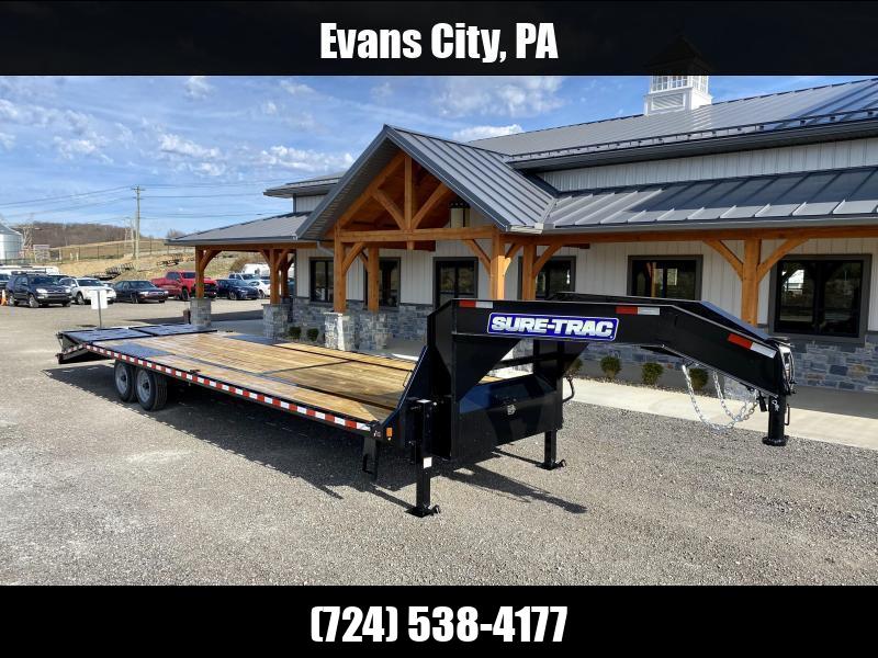 2025 Sure-Trac 102x30' Gooseneck Beavertail Deckover Trailer 17600# GVW * 8000# AXLES * 17.5" 16-PLY TIRES * 3 3/8" BRAKES * DUAL JACKS * FULL TOOLBOX * FULL WIDTH RAMPS * 12" I-BEAM * PIERCED FRAME * (10) 1" D-RINGS * CROSS TRAC 1750184073