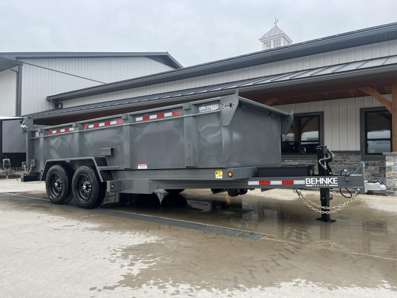 2025 Behnke 7x14' High Side Dump Trailer 16000# GVW * 11-TON 6X20 SCISSOR HOIST * 3' SIDES * DEXTER 8K AXLE UPGRADE * 7GA FLOOR * 17.5" 18-PLY TIRES * CHARCOAL * HD FENDERS