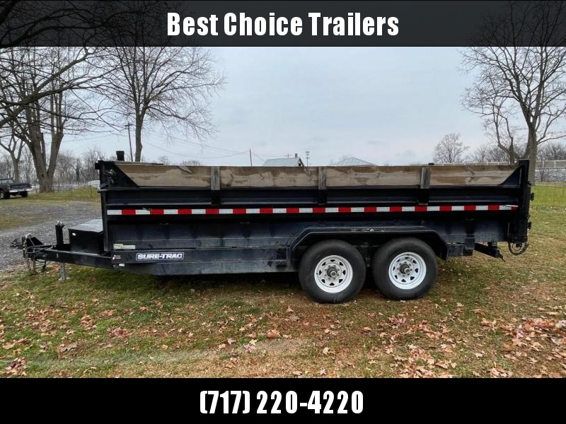 USED 2019 Sure-Trac 7x16' Dump Trailer 14000# GVW * TELESCOPIC HOIST * SIDE EXTENSION * TARP KIT * UNDERMOUNT RAMPS * COMBO GATE * INTEGRATED KEYWAY USED 2019 Sure-Trac 7x16' Dump Trailer 14000# GVW * TELESCOPIC HOIST * SIDE EXTENSION * TARP KIT * UNDERMOUNT RAMPS * COMBO GATE * INTEGRATED KEYWAY