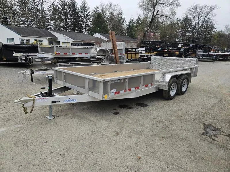 2026 Nordtek 7x16' Aluminum HD Utility Trailer 7000# GVW * BI FOLD GATE * SOLID SIDES * ALUMINUM WHEELS * 4" CHANNEL FULL WRAP TONGUE * 16" O.C. CROSSMEMBERS * TIE DOWNS * DROP LEG JACK