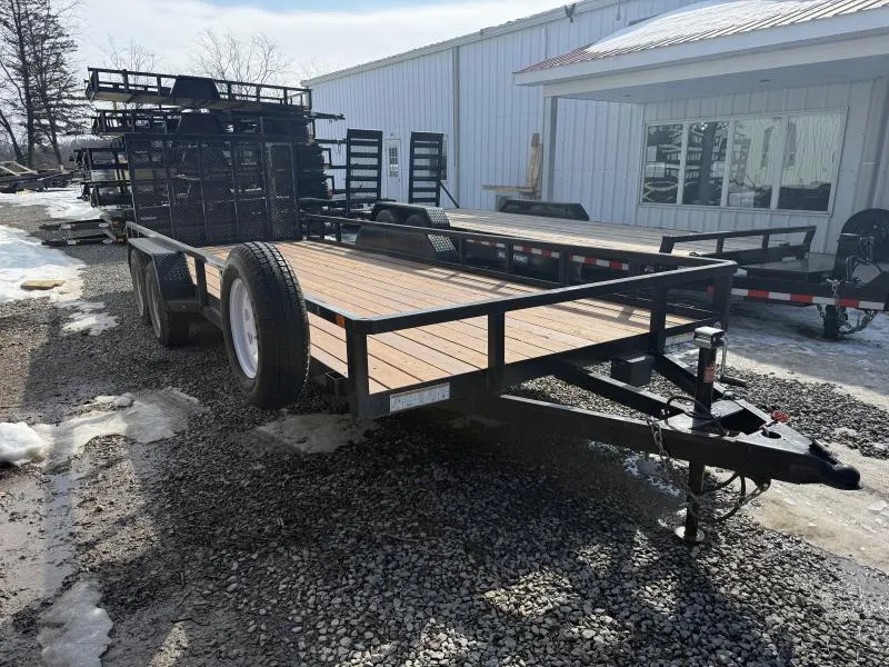 USED 2021 Sure-Trac 7X20 7,000 GVW Utility Trailer * TUB TOP * TRIPLE TUBE TONGUE * STAKE POCKETS & RUB RAILS * SPARE TIRE AND SPARE MOUNT*