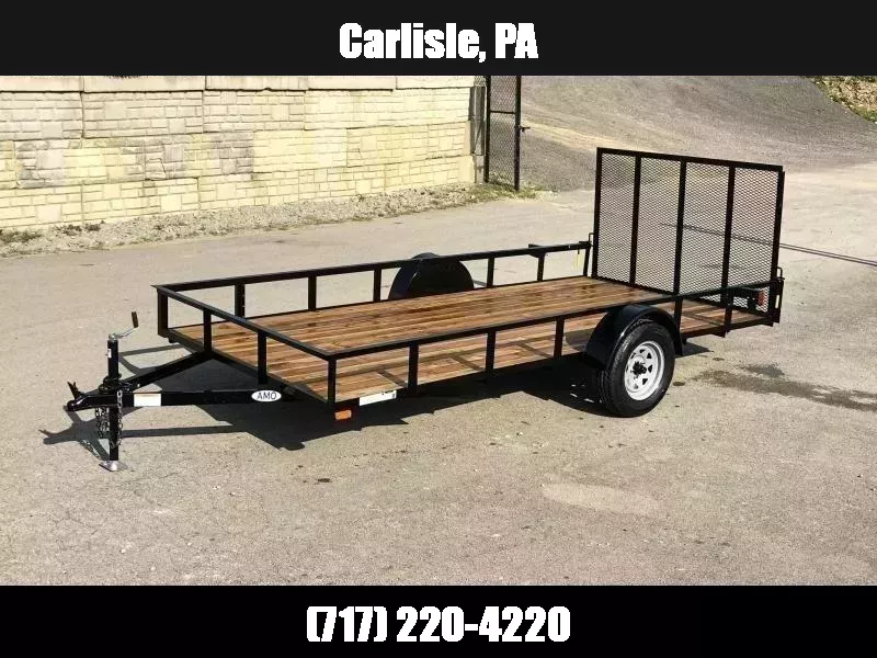 2026 AMO 6.5x14' Angle Iron Utility Landscape Trailer w/ Gate 2990# GVW * A-FRAME TONGUE * 4' GATE * TREATED WOOD FLOOR * A-FRAME JACK * 15" RADIAL TIRES * SPRING ASSITED GATE * FOLD IN GATE * TUBE GATE CROSSMEMBERS 1753756173