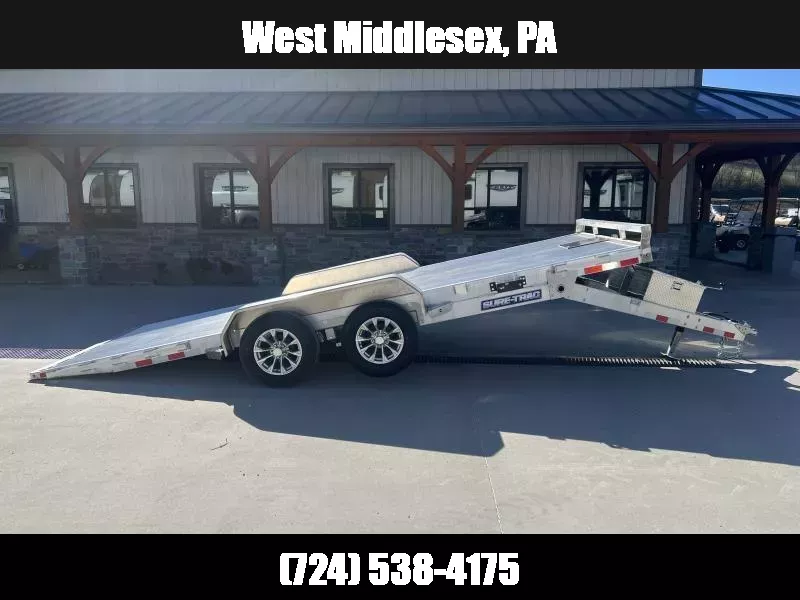 2025 Sure Trac 7x18' Aluminum Power Tilt Car Hauler Trailer 7000# GVW * EXTRUDED FLOOR * 6" CHANNEL TONGUE AND FRAME * REMOVABLE FENDERS * ALUMINUM WHEELS