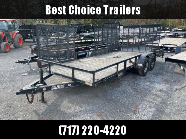 USED 2015 Belmont 7x18' Utility Landscape Trailer 7000# GVW * SIDES RAMPS * HD SPLIT REAR GATE * D-RINGS USED 2015 Belmont 7x18' Utility Landscape Trailer 7000# GVW * SIDES RAMPS * HD SPLIT REAR GATE * D-RINGS