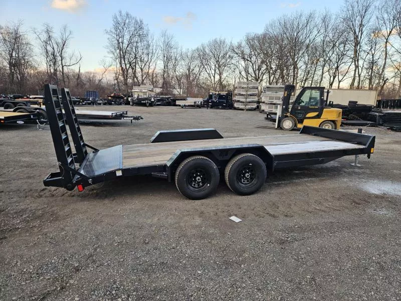 2026 Hillcrest Trailers 7x18' Equipment Trailer 9990 GVW * 7000# AXLES * 14-PLY RUBBER * STAND UP RAMPS * D-RINGS/STAKE POCKETS * HD ADJUSTABLE COUPLER * CHARCOAL POWDER COAT