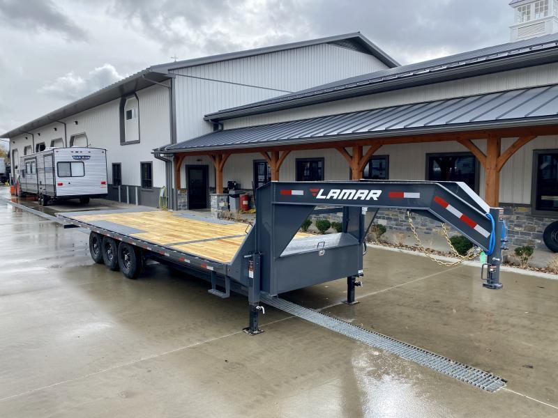 2025 Lamar 102x26' Gooseneck Deckover Power Tilt Trailer 21000# GVW * TRIPLE 7000# AXLES * SCISSOR HOIST UPGRADE * SPARE TIRE * FRONT TOOLBOX * CHARCOAL POWDERCOAT * 10" I-BEAM FRAME+NECK * 6" CHANNEL BED RUNNER * WINCH PLATE * DUAL JACKS jzoKKuao5xwu