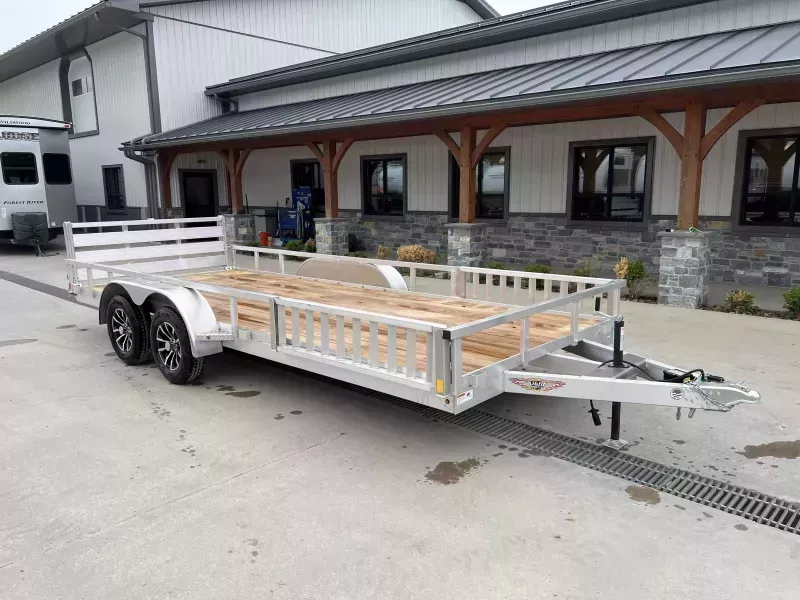 2026 H&H 7x18' TRSA Aluminum ATV Utility Landscape Trailer 7000# GVW * ATV RAMPS * ALUMINUM WHEELS * BI-FOLD GATE * SIDE LOAD RAMPS