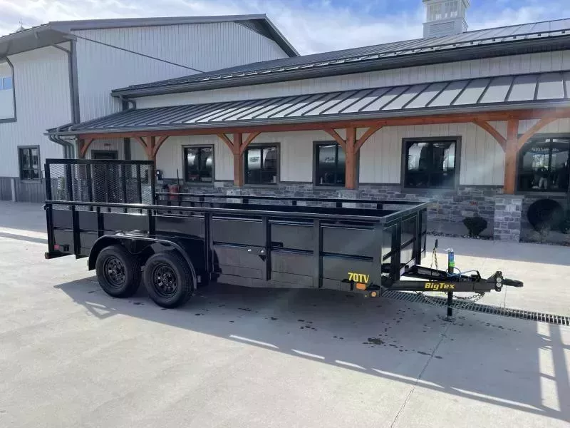 2026 Big Tex Trailers 70TV 7X16' High Side Vanguard Landscape Utility Trailer 7000# GVW * TUBE GATE C/M * 2' SOLID SIDES * ADJUSTABLE COUPLER * 3X3" TUBE TOP RAIL * LED * SETBACK JACK * (4) TIE DOWNS * 5" TONGUE AND FRAME * SPARE MOUNT
