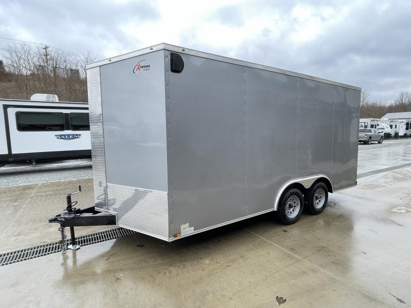 2023 Xtreme Cargo 8.5x16 Enclosed Car Hauler Trailer 7000# GVW * 7' HEIGHT UTV PKG * SILVER EXTERIOR * .030 SEMI-SCREWLESS * RV DOOR * PLYWOOD WALLS AND FLOOR * TUBE STUDS * D-RINGS * 6" TUBE FRAME 2023 Xtreme Cargo 8.5x16 Enclosed Car Hauler Trailer 7000# GVW * 7' HEIGHT UTV PKG * SILVER EXTERIOR * .030 SEMI-SCREWLESS * RV DOOR * PLYWOOD WALLS AND FLOOR * TUBE STUDS * D-RINGS * 6" TUBE FRAME