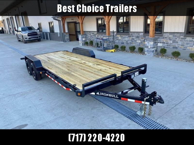 2020 Ironbull 7x20' Wood Deck Car Hauler Trailer 9990# GVW * OVERWIDTH REAR SLIDEOUT RAMPS * 16" O.C. FLOOR * CHANNEL C/M * RUBRAIL/STAKE POCKETS/PIPE SPOOLS/D-RINGS * ADJUSTABLE COUPLER * 7K JACK * 2-3-2- WARRANTY * DEXTER'S 2020 Ironbull 7x20' Wood Deck Car Hauler Trailer 9990# GVW * OVERWIDTH REAR SLIDEOUT RAMPS * 16" O.C. FLOOR * CHANNEL C/M * RUBRAIL/STAKE POCKETS/PIPE SPOOLS/D-RINGS * ADJUSTABLE COUPLER * 7K JACK * 2-3-2- WARRANTY * DEXTER'S