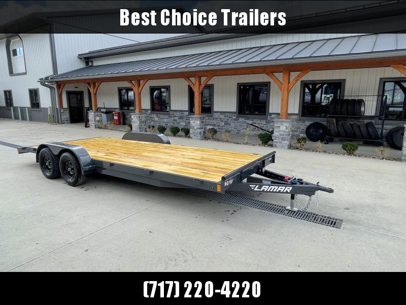 2023 Lamar 7x20 7000# Wood Deck Car Hauler Trailer * CHARCOAL * REMOVABLE FENDERS * EXTRA STAKE POCKETS * 5" CHANNEL FRAME * COLD WEATHER HARNESS * REAR RAMPS 2023 Lamar 7x20 7000# Wood Deck Car Hauler Trailer * CHARCOAL * REMOVABLE FENDERS * EXTRA STAKE POCKETS * 5" CHANNEL FRAME * COLD WEATHER HARNESS * REAR RAMPS