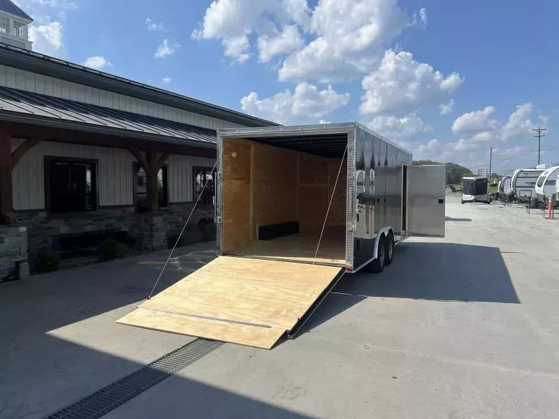 2025 Quality 8.5x20' Enclosed Car Hauler Trailer 9990# GVW * BLACKOUT PKG * 7' HEIGHT * 60" TRIPLE TUBE TONGUE * SILVER EXTERIOR * 5200# AXLES * PLYWOOD WALLS & FLOORS * TUBE WALL & CEILING STUDS * LED LIGHTS * 16" O.C. WALL AND FLOORS * RV DOOR * V-NOSE xfA3P67jtxdt