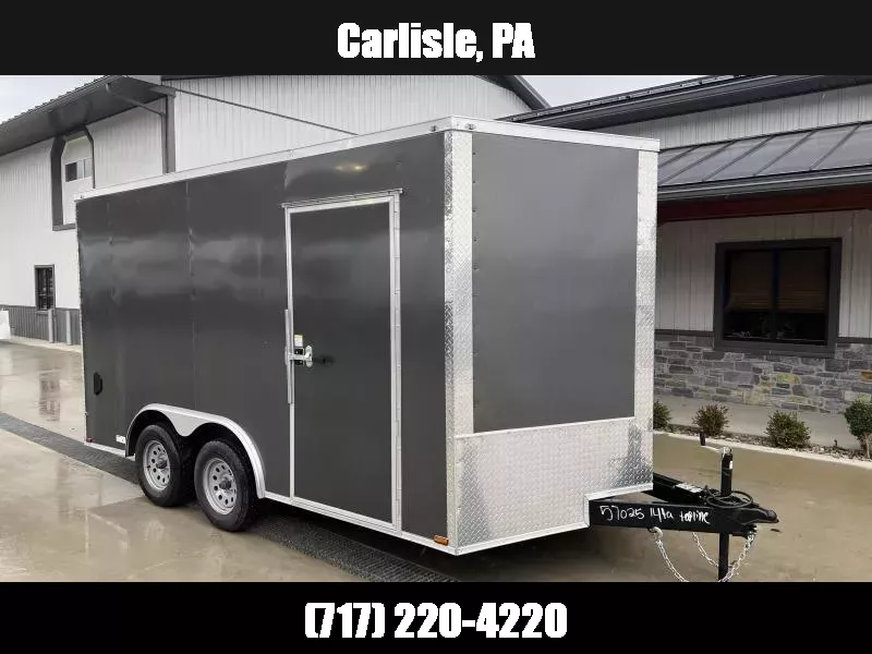 2025 Quality 8.5x16' Enclosed Car Hauler Trailer 7000# GVW * PEWTER EXTERIOR * HD RAMP DOOR * PLYWOOD WALLS & FLOORS * TUBE WALL AND CEILING STUDS * LED LIGHTS * 16" O.C. WALL AND FLOORS * RV DOOR * V-NOSE 1757541386