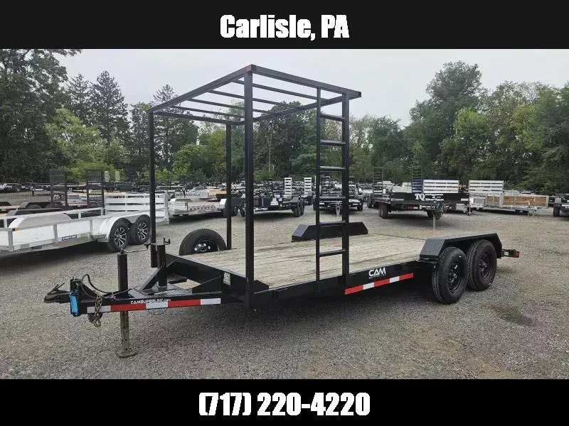 USED 2021 Cam Superline 7x18' Wood Deck Car Hauler Trailer 7000# GVW * 4' DOVETAIL * STAKE POCKETS/D-RINGS * SPARE TIRE + MOUNT * REMOVABLE FENDER * ADJUSTABLE COUPLER * DROP LEG JACK * 5' POOCH RAMPS 1758807307