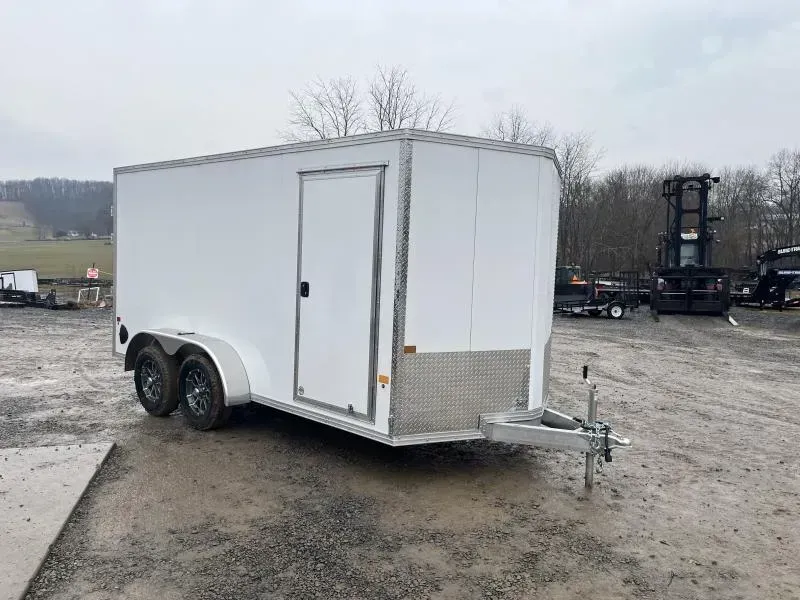 2026 E-Z Hauler 7x16' Aluminum Enclosed Cargo Trailer 7000# GVW * BARN DOORS * 6'6" INTERIOR * CHARCOAL .080 POLYCOR SCREWLESS EXTERIOR * ALUMINUM WHEELS * 1 PC ROOF
