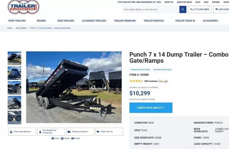 new Dump Trailers Punch Trailers  for sale, in Carlisle, PA Thumbnail 26