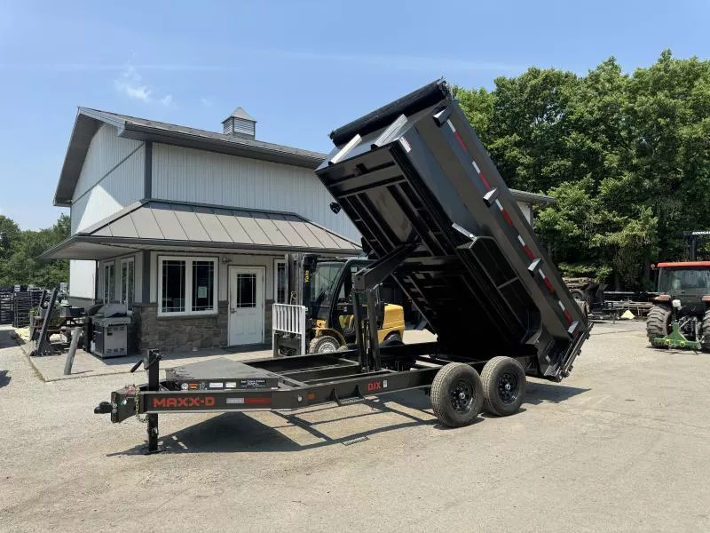 2026 MAXXD 7x14' DJX Dump Trailer 16000# GVW * 3' HIGH SIDES * DEXTER 8000# AXLES * 17.5" 18-PLY RUBBER * OVERSIZE 6X20 SCISSOR * 8"/15# I-BEAM FRAME * 2PC WALL & FLOOR * 12" O.C. C/M * WIRELESS REMOTE * COMBO GATE * HD TOP RAIL * DELUXE TARP * REAR JACKS