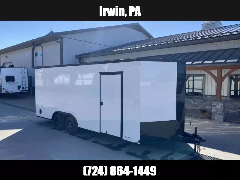 2026 Xtreme Cargo 8.5x20 Enclosed Car Hauler Trailer 7000# GVW * 7' HEIGHT UTV PKG * WHITE BLACKOUT PACKAGE * .080 POLYCOR SEMI-SCREWLESS * RV DOOR * PLYWOOD WALLS AND FLOOR * TUBE STUDS * D-RINGS * 6" TUBE FRAME