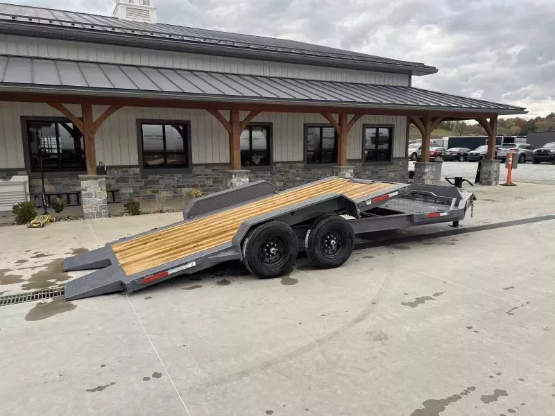 2026 RawMaxx 7x20' Gravity Tilt Equipment Trailer 14000# GVW * 16+4' SPLIT DECK * 8" I-BEAM FRAME * TORSION SUSPENSION * TOOLBOX * WINCH PLATE + ROLLER * HYDRAULIC CONTROL VALVE * DEXTER AXLES * RUBRAIL/STAKE POCKETS/D-RINGS