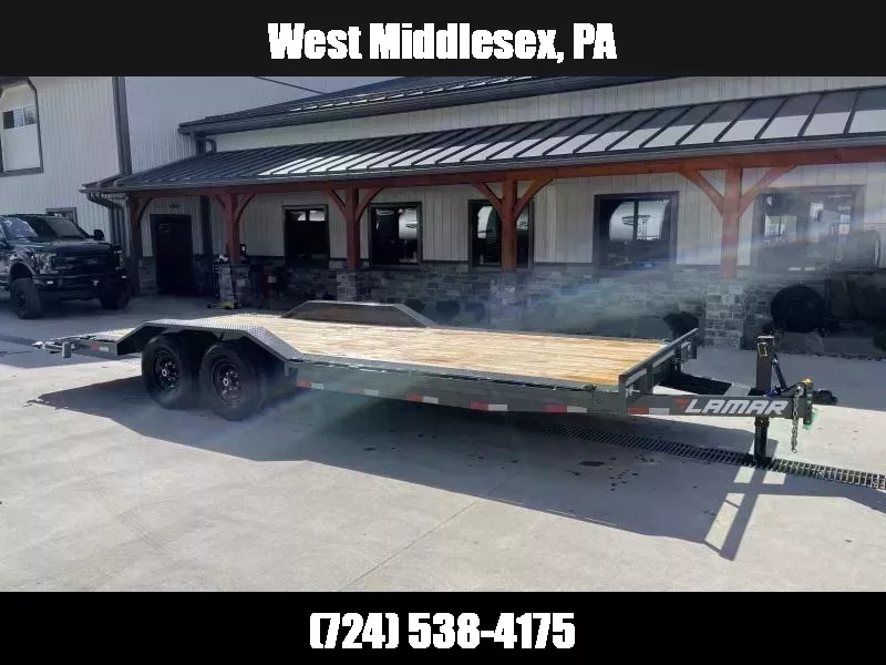 2026 Lamar 102x22' Car Hauler Trailer 14000# GVW * SLIDE IN RAMPS * CHARCOAL * 102" DECK * DRIVE OVER FENDERS * CHARCOAL 1758224855