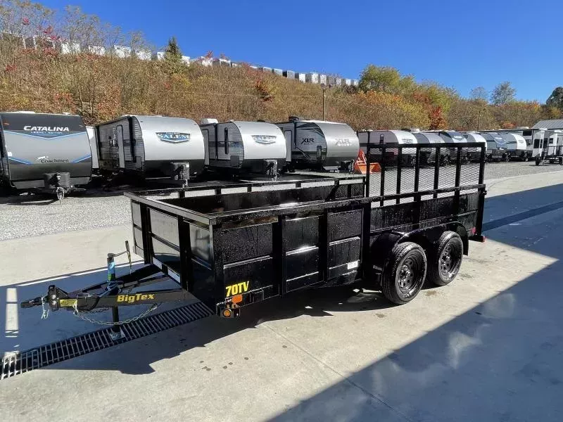 2026 Big Tex Trailers 70TV 7X12' High Side Vanguard Landscape Utility Trailer 7000# GVW * TUBE GATE C/M * 2' SOLID SIDES * ADJUSTABLE COUPLER * 3X3" TUBE TOP RAIL * LED * SETBACK JACK * (4) TIE DOWNS * 5" TONGUE AND FRAME * SPARE MOUNT