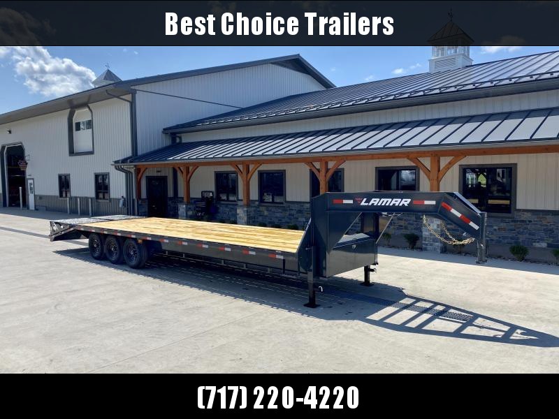 2021 Lamar 102x30' Gooseneck Beavertail Deckover Trailer 21000# GVW * FULL WIDTH (STAND UP OR FLIPOVER) RAMPS * 12" I-BEAM FRAME * FRONT TOOLBOX * DUAL JACKS * CHARCOAL * 16" O.C. C/M * RUBRAIL/STAKE POCKETS/PIPE SPOOLS * 4X8" TUBE BUMPE 2021 Lamar 102x30' Gooseneck Beavertail Deckover Trailer 21000# GVW * FULL WIDTH (STAND UP OR FLIPOVER) RAMPS * 12" I-BEAM FRAME * FRONT TOOLBOX * DUAL JACKS * CHARCOAL * 16" O.C. C/M * RUBRAIL/STAKE POCKETS/PIPE SPOOLS * 4X8" TUBE BUMPE