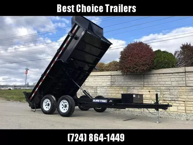 2026 Sure-Trac 6x12' Dump Trailer 9900# GVW * UNDERMOUNT RAMPS * COMBO GATE * 7K DROP LEG JACK * FRONT/REAR BULKHEAD * INTEGRATED KEYWAY * SPARE MOUNT * HD FENDERS * 4" TUBE BEDFRAME * TRIPLE TUBE TONGUE * POWDERCOATED