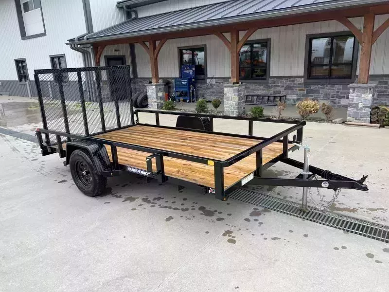 2026 Sure-Trac 7x12' Tube Top Utility Landscape Trailer 2990# GVW * 2" TUBE TOP RAIL * 2X2" TUBE GATE C/M + SPRING ASSIST + FOLD FLAT * TOOLESS GATE REMOVAL * SPARE MOUNT * PROTECTED WIRING * SET BACK JACK * STAKE POCKETS * BULLET LED