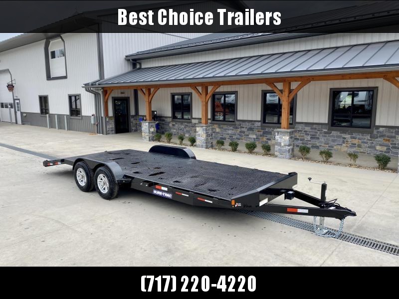 2022 Sure-Trac 7x22' Steel Deck Car Hauler 9900# GVW * 4' BEAVERTAIL * LOW LOAD ANGLE * ALUMINUM WHEELS * 5" TUBE TONGUE/FRAME * AIR DAM * RUBRAIL/STAKE POCKETS/D-RINGS * REMOVABLE FENDER * FULL SEAMS WELDS * REAR SLIDEOUT PUNCH PLATE RAMPS 2022 Sure-Trac 7x22' Steel Deck Car Hauler 9900# GVW * 4' BEAVERTAIL * LOW LOAD ANGLE * ALUMINUM WHEELS * 5" TUBE TONGUE/FRAME * AIR DAM * RUBRAIL/STAKE POCKETS/D-RINGS * REMOVABLE FENDER * FULL SEAMS WELDS * REAR SLIDEOUT PUNCH PLATE RAMPS