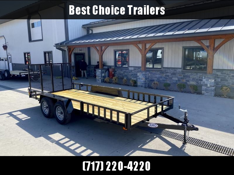 2022 AMO 7x16' ATV Utility Landscape Trailer 7000# GVW * ATV SIDE LOAD RAMPS * 4" CHANNEL TONGUE * RADIAL TIRES * TUBE GATE C/M * BRAKES ON BOTH AXLES * LED LIGHTS 2022 AMO 7x16' ATV Utility Landscape Trailer 7000# GVW * ATV SIDE LOAD RAMPS * 4" CHANNEL TONGUE * RADIAL TIRES * TUBE GATE C/M * BRAKES ON BOTH AXLES * LED LIGHTS
