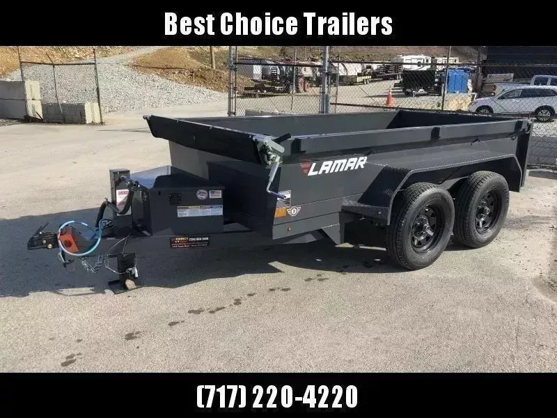 2026 Lamar 5x10' Dump Trailer 9990# GVW * 5200# AXLES * DELUXE TARP KIT * UNDERMOUNT RAMPS * CHARCOAL * ADJUSTABLE COUPLER * RIGID RAILS * 110V CHARGER * DOUBLE CHANNEL FRAME * 10GA FLOOR * 4" CHANNEL BED FRAME