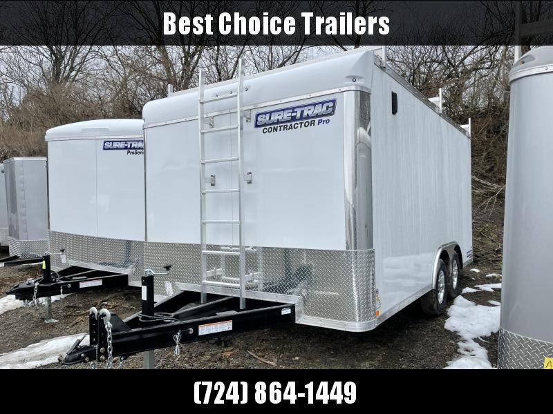 2021 Sure-Trac 8.5x16' Enclosed Contractor Pro 9900# GVW * COMMERCIAL ENCLOSED TRAILER * LADDER RACKS * FRONT LADDER * 5200# AXLES * HD RAMP DOOR * INTEGRATED KNIFE EDGE * TORSION * SCREWLESS * BACKUP LIGHTS * EXT TONGUE * ADJUSTABLE COUPLER * BULLNOSE 2021 Sure-Trac 8.5x16' Enclosed Contractor Pro 9900# GVW * COMMERCIAL ENCLOSED TRAILER * LADDER RACKS * FRONT LADDER * 5200# AXLES * HD RAMP DOOR * INTEGRATED KNIFE EDGE * TORSION * SCREWLESS * BACKUP LIGHTS * EXT TONGUE * ADJUSTABLE COUPLER * BULLNOSE