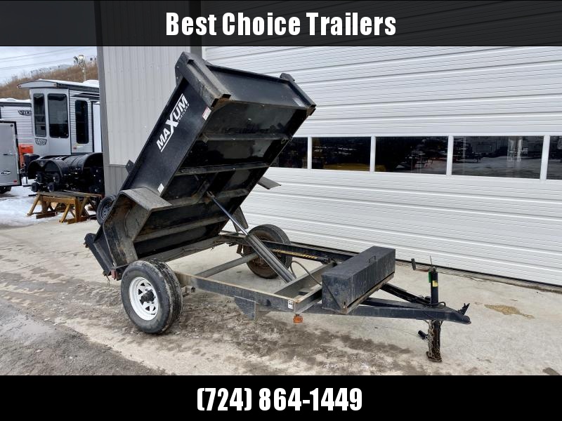 USED 2012 Maxum 5x8' Single Axle Dump Trailer 5000# GVW * POWER UP/GRAVITY DOWN * 15" RADIALS USED 2012 Maxum 5x8' Single Axle Dump Trailer 5000# GVW * POWER UP/GRAVITY DOWN * 15" RADIALS
