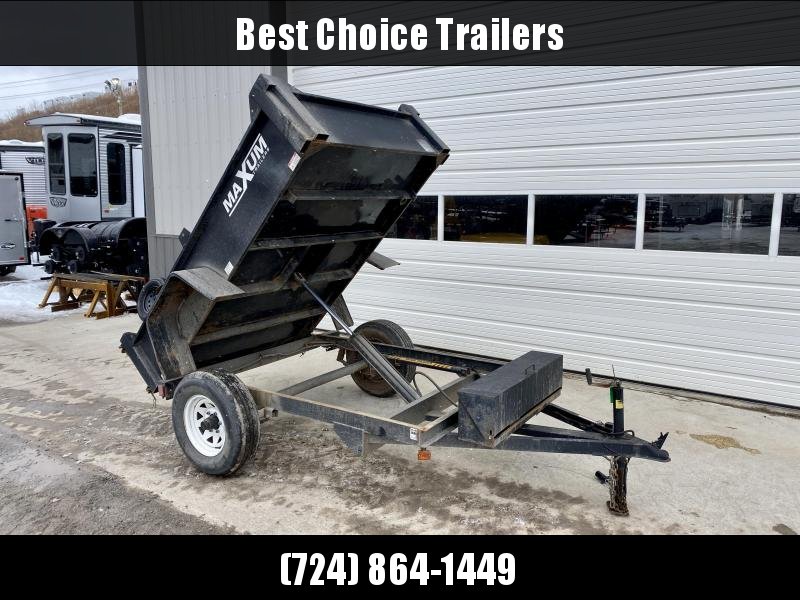 USED 2012 Maxum 5x8' Single Axle Dump Trailer 5000# GVW * POWER UP/GRAVITY DOWN * 15" RADIALS USED 2012 Maxum 5x8' Single Axle Dump Trailer 5000# GVW * POWER UP/GRAVITY DOWN * 15" RADIALS