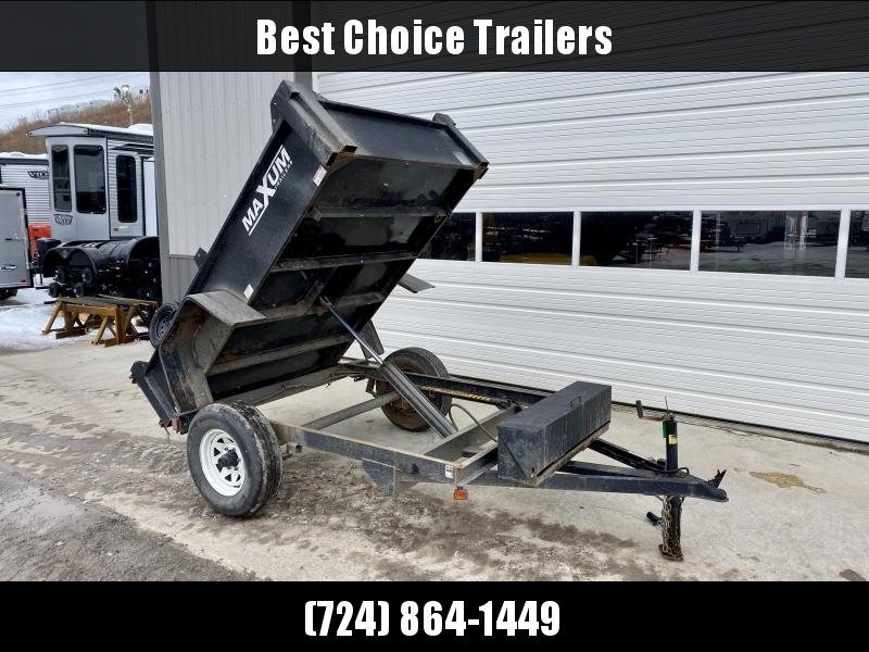 USED 2012 Maxum 5x8' Single Axle Dump Trailer 5000# GVW * POWER UP/GRAVITY DOWN * 15" RADIALS USED 2012 Maxum 5x8' Single Axle Dump Trailer 5000# GVW * POWER UP/GRAVITY DOWN * 15" RADIALS