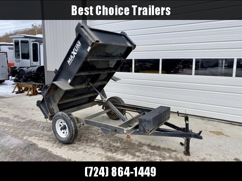 USED 2012 Maxum 5x8' Single Axle Dump Trailer 5000# GVW * POWER UP/GRAVITY DOWN * 15" RADIALS USED 2012 Maxum 5x8' Single Axle Dump Trailer 5000# GVW * POWER UP/GRAVITY DOWN * 15" RADIALS