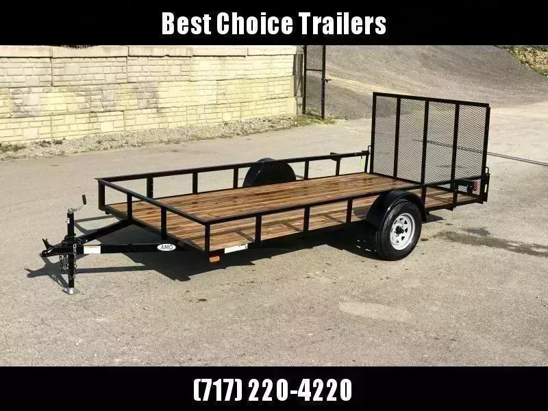 2026 AMO 6.5x14' Angle Iron Utility Landscape Trailer w/ Gate 2990# GVW * A-FRAME TONGUE * 4' GATE * TREATED WOOD FLOOR * A-FRAME JACK * 15" RADIAL TIRES * SPRING ASSITED GATE * FOLD IN GATE * TUBE GATE CROSSMEMBERS