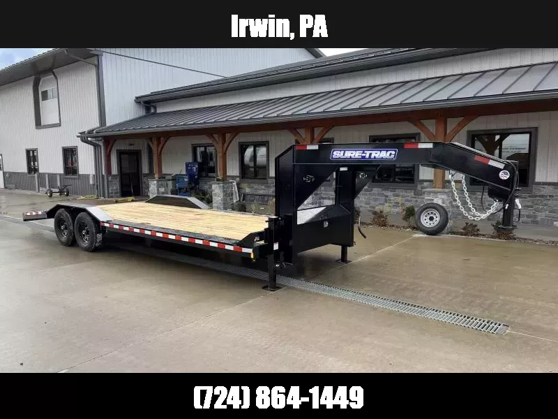 2026 Sure-Trac 102x24' Gooseneck Car Hauler Equipment Trailer 14000# GVW * 8' SLIDE OUT PUNCH PLATE RAMPS * 102" DECK * DRIVE OVER FENDERS * BUGGY HAULER * DUAL JACKS * FRONT TOOLBOX * RUBRAIL/STAKE POCKETS/D-RINGS 1764783787