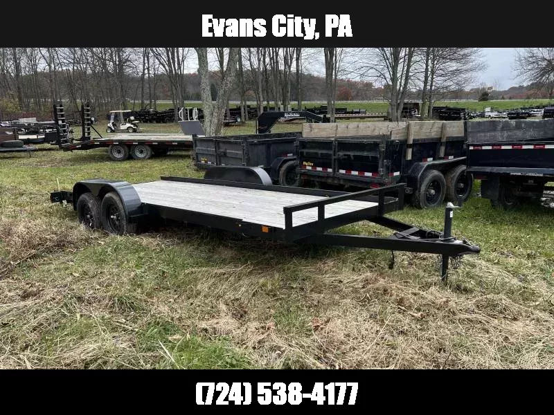 2025 Carry-On 7x18 Wood Deck Car Hauler Trailer 7000# GVW * SLIDE IN RAMPS * REAR STABILIZER JACKS * STAKE POCKETS * RADIAL TIRES * LED LIGHTS 1763156086