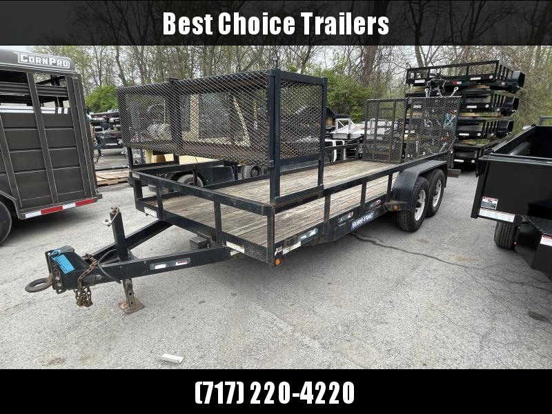 USED 2012 Sure-Trac 7x18' HD Utility Landscape Trailer 9990# GVW * HD SPLIT GATE * LANDSCAPE BASKET * 2X3" TUBE TOPRAIL * ADJUSTABLE COUPLER * DROP LEG JACK USED 2012 Sure-Trac 7x18' HD Utility Landscape Trailer 9990# GVW * HD SPLIT GATE * LANDSCAPE BASKET * 2X3" TUBE TOPRAIL * ADJUSTABLE COUPLER * DROP LEG JACK