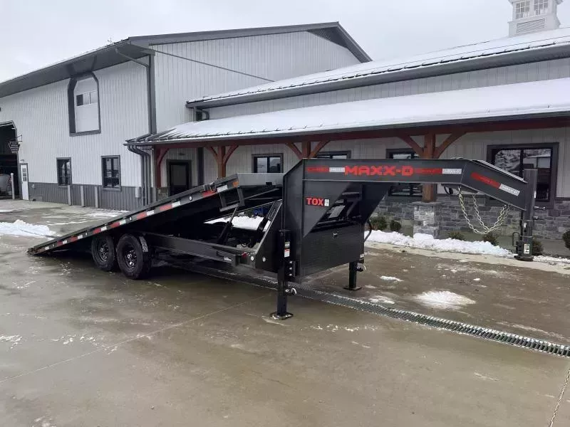 2026 MAXXD 102x22' TOX Gooseneck Power Tilt Deckover Trailer 14000# GVW * WINCH PLATE * I-BEAM FRAME * PIERCED I-BEAM BED FRAME * WIRELESS REMOTE * METALLIC GREY POWDERCOAT