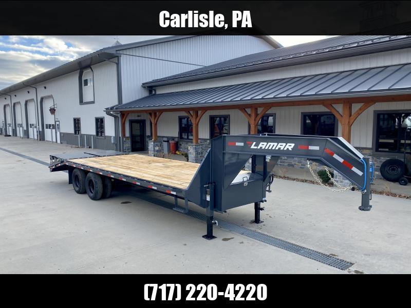 2025 Lamar 102x25' Gooseneck Beavertail Deckover Trailer 22500# * FULL WIDTH RAMPS * CHARCOAL * 12" / 19# I-BEAM * 10K AXLES * FRONT TOOLBOX / DUAL JACKS * UNDER FRAME BRIDGE 1750184068
