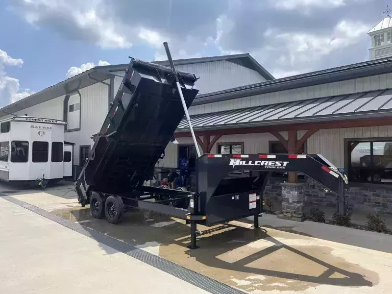 2026 Hillcrest Trailers 7x16' Gooseneck Dump Trailer 21000 GVW * TRIPLE AXLE * 12-TON TELESCOPIC HOIST * ENGINEERED NECK * I-BEAM FRAME * 7GA FLOOR * DELUXE TARP KIT * HD TOP RAIL * REAR STAB JACKS * 12" O.C. C/M