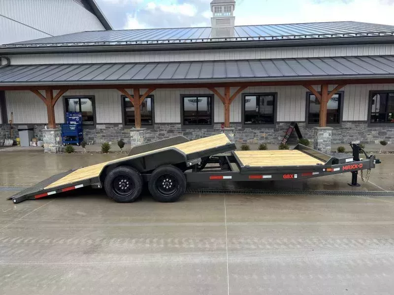 2026 MAXXD 7x22' G8X Gravity Tilt Equipment Trailer 16000# GVW * 8000# AXLES * TOOLBOX + TOOL TRAY * EXTRA D-RINGS * 17.5" SOLID WHEEL 18-PLY RUBBER * STOP/CONTROL VALVE * TORSION SUSPENSION * METALLIC GREY * 12" O.C C/M