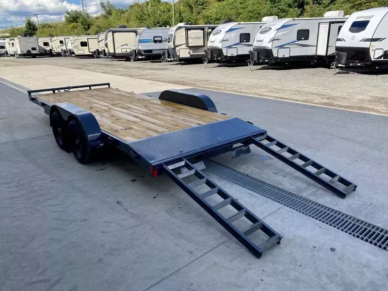 2025 Lamar 7x16 7000# Wood Deck Car Hauler Trailer * CHARCOAL * REMOVABLE FENDERS * EXTRA STAKE POCKETS * 5" CHANNEL FRAME * COLD WEATHER HARNESS * REAR RAMPS  cjWGB6tjfi2u