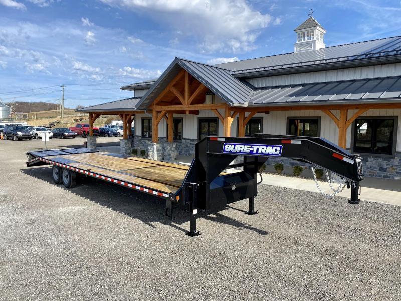 2025 Sure-Trac 102x30' Gooseneck Beavertail Deckover Trailer 17600# GVW * 8000# AXLES * 17.5" 16-PLY TIRES * 3 3/8" BRAKES * DUAL JACKS * FULL TOOLBOX * FULL WIDTH RAMPS * 12" I-BEAM * PIERCED FRAME * (10) 1" D-RINGS * CROSS TRAC